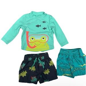 Baby Boy Swim Trunks And Rash Guard Size 12 Months